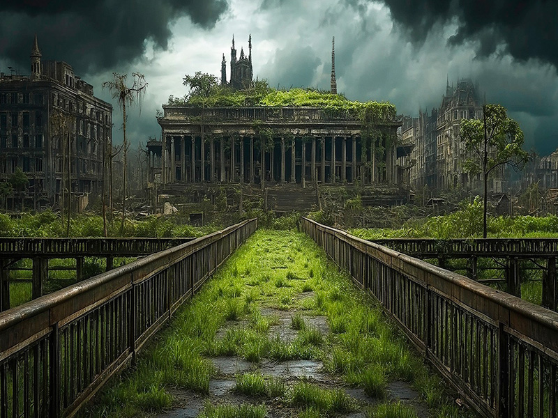 ville abandonnée sous la nature